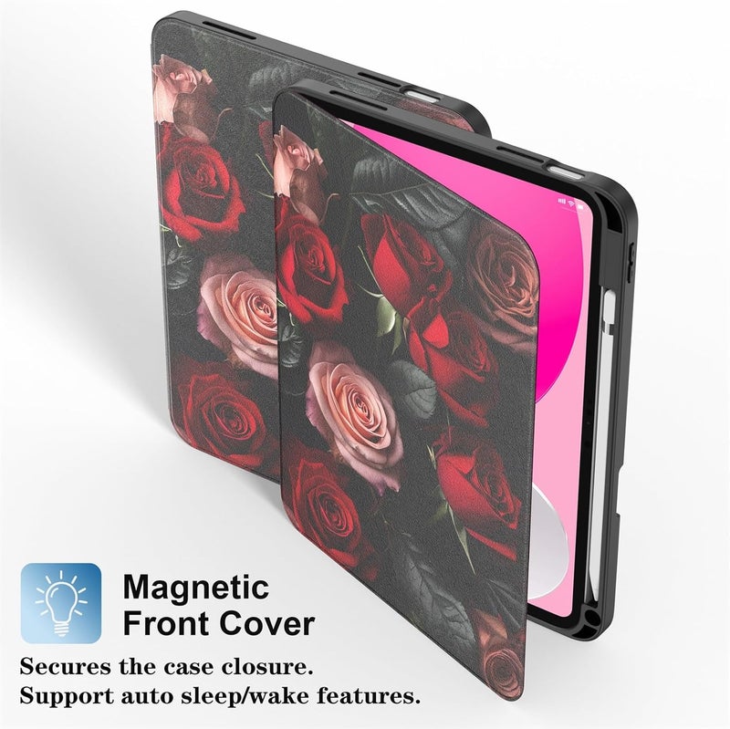 Supveco حافظة لجهاز iPad (A16) الجيل 11 بحجم 11 بوصة (2025)، iPad الجيل 10 بحجم 10.9 بوصة (2022) مع حامل قلم - [استيقاظ/نوم تلقائي]، حافظة فاخرة مع قاعدة قابلة للطي وغطاء خلفي ناعم من TPU - وردي - Image 4